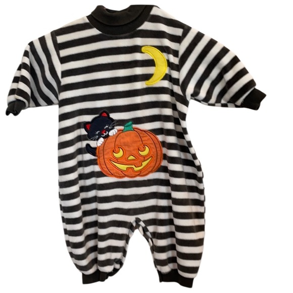 Little Me Other - Little Me pumpkin Halloween costume romper size 6 m months vintage 1990’s